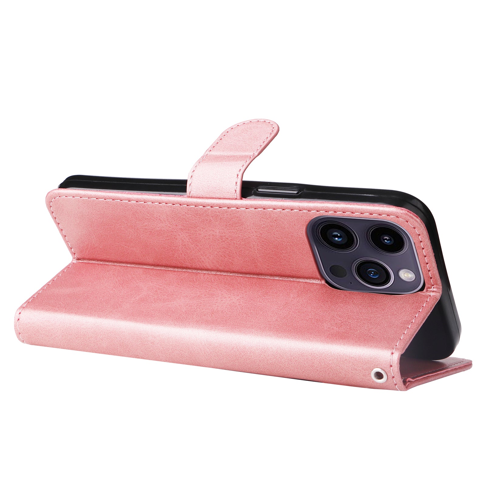 Uniqkart for iPhone 15 Pro Max Anti-Scratch Calf Texture Phone Case Zipper Pocket Wallet Foldable Stand Cover - Pink Uniqkart for iPhone 15 Pro Max Anti-Scratch Calf Texture Phone Case Zipper Pocket Wallet Foldable Stand Cover - Pink